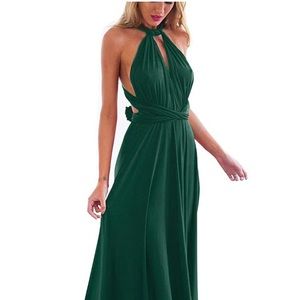 Green infinity multi-way maxi dress